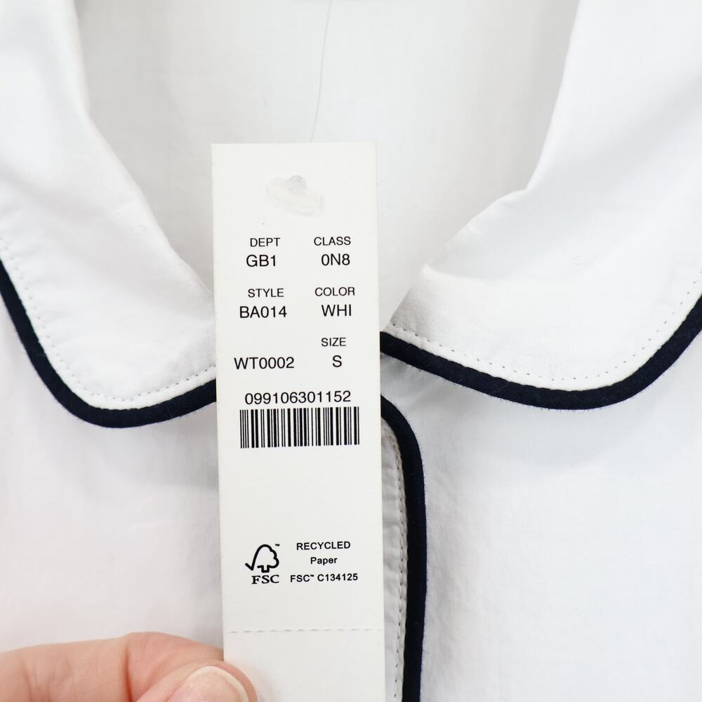 J. Crew White Cotton Pajama Set with Black Trim - Picture 6 of 15
